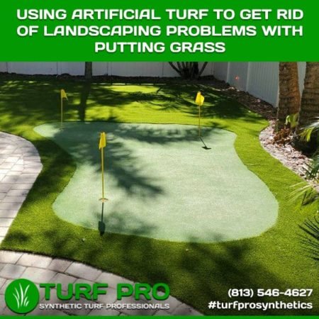 Artificial turf putt green solves landscaping issues with putting grass.