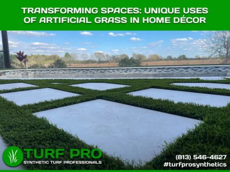 Modern home decor with geometric turf grass designs.