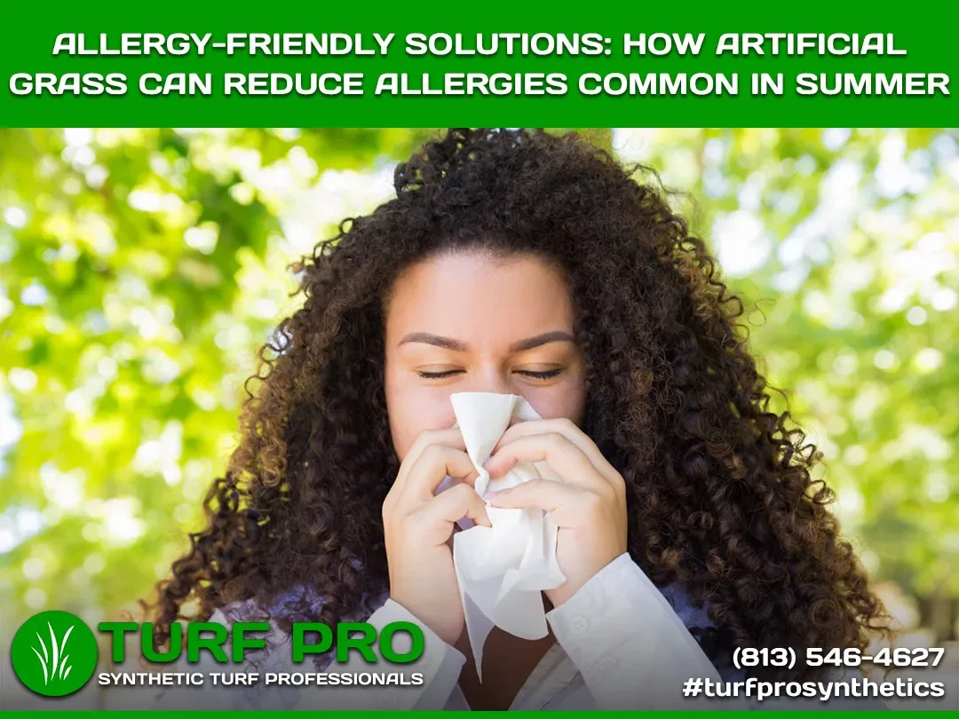 Woman outdoors sneezing into a tissue during allergy season.